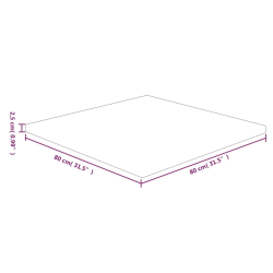 Kwadratowy blat do stolika, 80x80x2,5 cm, surowe drewno dębowe
