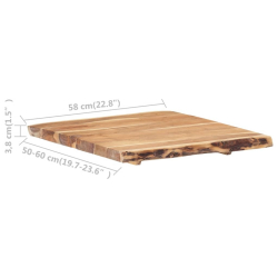 Blat, lite drewno akacjowe, 58x(50-60)x3,8 cm