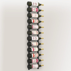 Ścienny stojak na 12 butelek wina, czarny, żelazny