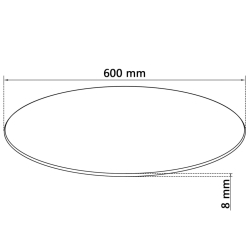 Blat stołu, szklany, okrągły, 600 mm