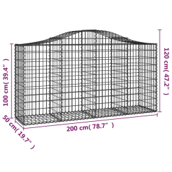 Kosze gabionowe, 25 szt, 200x50x100/120cm, galwanizowane żelazo