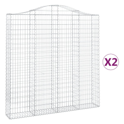 Kosze gabionowe, 2 szt, 200x30x200/220 cm, galwanizowane żelazo