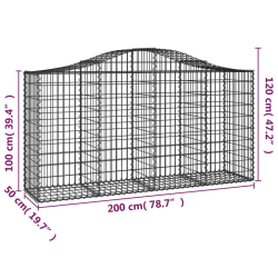 Kosze gabionowe, 40 szt, 200x50x100/120cm, galwanizowane żelazo
