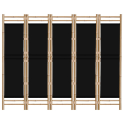 Składany parawan 5-panelowy, 200 cm, bambus i płótno