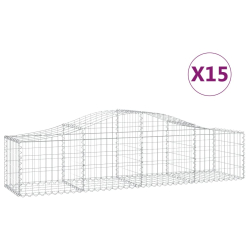 Kosze gabionowe, 15 szt, 200x50x40/60 cm, galwanizowane żelazo