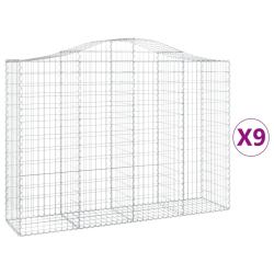 Kosze gabionowe, 9 szt, 200x50x140/160 cm, galwanizowane żelazo