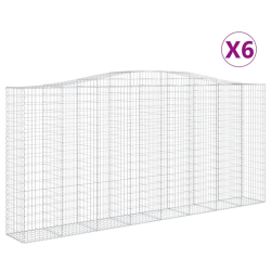 Kosze gabionowe, 6 szt, 400x50x180/200 cm, galwanizowane żelazo