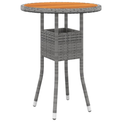 Stolik ogrodowy, Ø60x75 cm, drewno akacjowe i rattan PE, szary