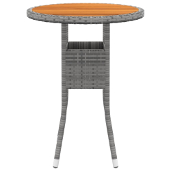 Stolik ogrodowy, Ø60x75 cm, drewno akacjowe i rattan PE, szary