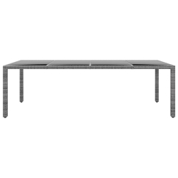 Stół ogrodowy, 250x100x75 cm, szkło i rattan PE, szary