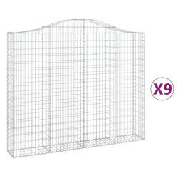 Kosze gabionowe, 9 szt. 200x30x160/180 cm, galwanizowane żelazo