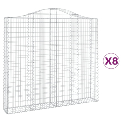 Kosze gabionowe, 8 szt, 200x30x180/200 cm, galwanizowane żelazo