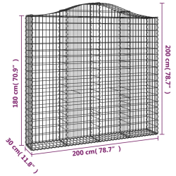 Kosze gabionowe, 8 szt, 200x30x180/200 cm, galwanizowane żelazo