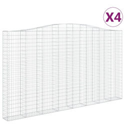 Kosze gabionowe, 4 szt, 400x30x220/240 cm, galwanizowane żelazo