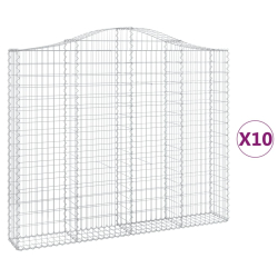Kosze gabionowe, 10 szt, 200x30x160/180cm, galwanizowane żelazo