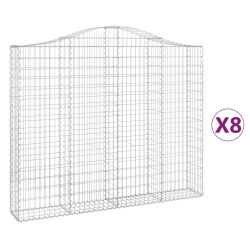 Kosze gabionowe, 8 szt, 200x30x160/180 cm, galwanizowane żelazo