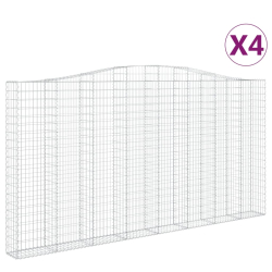 Kosze gabionowe, 4 szt, 400x30x200/220 cm, galwanizowane żelazo
