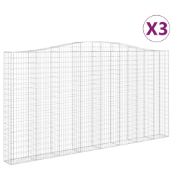 Kosze gabionowe, 3 szt, 400x30x200/220, galwanizowane żelazo