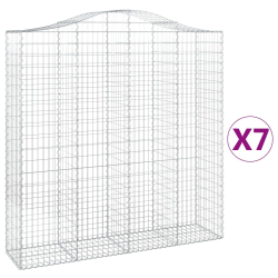 Kosze gabionowe, 7 szt, 200x50x200/220 cm, galwanizowane żelazo