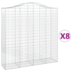 Kosze gabionowe, 8 szt, 200x50x200/220 cm, galwanizowane żelazo