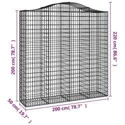 Kosze gabionowe, 8 szt, 200x50x200/220 cm, galwanizowane żelazo