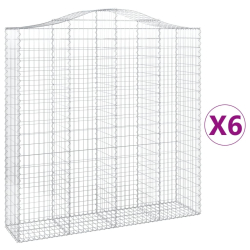 Kosze gabionowe, 6 szt, 200x50x200/220 cm, galwanizowane żelazo