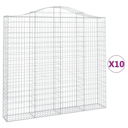 Kosze gabionowe, 10 szt, 200x30x180/200cm, galwanizowane żelazo