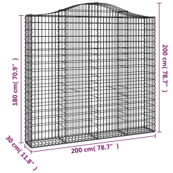 Kosze gabionowe, 10 szt, 200x30x180/200cm, galwanizowane żelazo