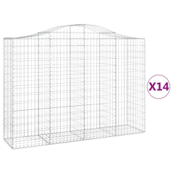 Kosze gabionowe, 14 szt, 200x50x140/160cm, galwanizowane żelazo