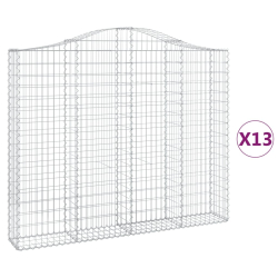 Kosze gabionowe, 13 szt, 200x30x160/180cm, galwanizowane żelazo