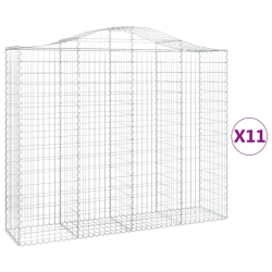 Kosze gabionowe, 11 szt, 200x50x160/180cm, galwanizowane żelazo