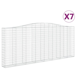 Kosze gabionowe, 7 szt, 400x30x160/180 cm, galwanizowane żelazo