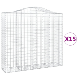 Kosze gabionowe, 15 szt, 200x50x180/200cm, galwanizowane żelazo