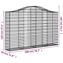 Kosze gabionowe, 20 szt, 200x30x120/140cm, galwanizowane żelazo