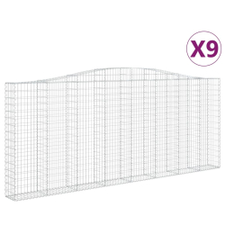Kosze gabionowe, 9 szt. 400x30x160/180 cm, galwanizowane żelazo