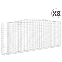 Kosze gabionowe, 8 szt, 400x30x160/180 cm, galwanizowane żelazo