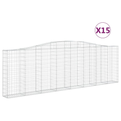 Kosze gabionowe, 15 szt, 400x30x120/140cm, galwanizowane żelazo