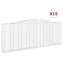 Kosze gabionowe, 15 szt, 400x30x140/160cm, galwanizowane żelazo
