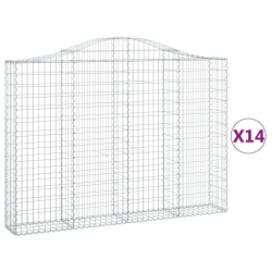 Kosze gabionowe, 14 szt, 200x30x140/160cm, galwanizowane żelazo
