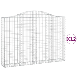 Kosze gabionowe, 12 szt, 200x30x140/160cm, galwanizowane żelazo