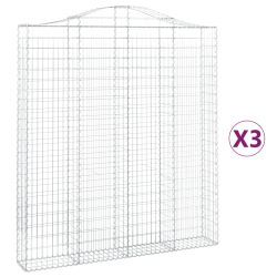 Kosze gabionowe, 3 szt, 200x30x220/240 cm, galwanizowane żelazo