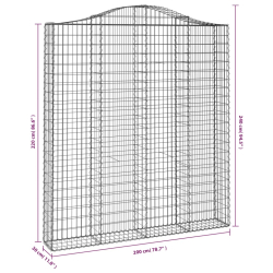 Kosze gabionowe, 3 szt, 200x30x220/240 cm, galwanizowane żelazo