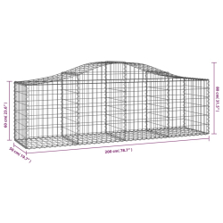 Kosze gabionowe, 7 szt, 200x50x60/80 cm, galwanizowane żelazo