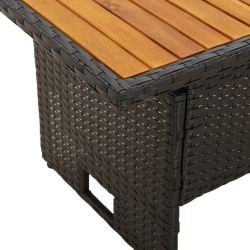 Stół ogrodowy, czarny, 100x50x43/63 cm, akacja i polirattan