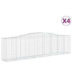 Kosze gabionowe, 4 szt, 400x50x100/120 cm, galwanizowane żelazo