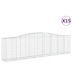 Kosze gabionowe, 15 szt, 400x50x100/120cm, galwanizowane żelazo