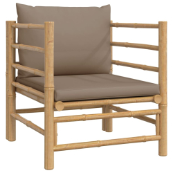Sofa ogrodowa z poduszkami w kolorze taupe, bambusowa