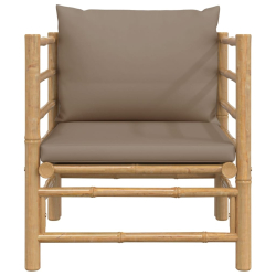 Sofa ogrodowa z poduszkami w kolorze taupe, bambusowa