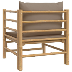 Sofa ogrodowa z poduszkami w kolorze taupe, bambusowa