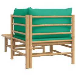 2-cz. zestaw mebli do ogrodu, zielone poduszki, bambus